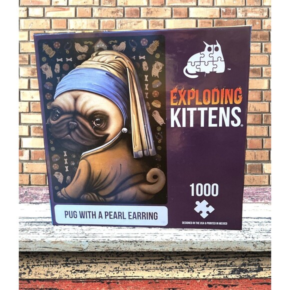 Exploding Kittens 1000 Piece Jigsaw Puzzle PUG WITH A PEARL EARRING DOG - Picture 1 of 1